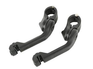 TCMT 32mm 1.25 "Chrome طويل بزاوية واقي محرك السرعة يناسب Harley Davidson Touring Road Electra Street Glide Road King Dyna Sportster (2 X Mounting Clamps ، Matte Black)