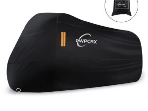 غطاء دراجة نارية CWPCRX ، غطاء دراجة قماش أكسفورد 210T-116in ، غطاء دراجة نارية مقاوم للماء في الهواء الطلق ، مع حقيبة تخزين بفتحات قفل لهوندا ، سوزوكي ، كاواساكي ، إلخ ...