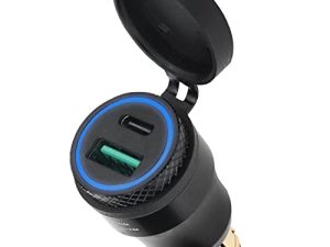 Tecreddy دراجة نارية محول الطاقة DIN Hella Plug إلى Quick Charge 3.0 USB & Type C Charger متوافق مع BMW Triumph Tiger Ducati Motorcycle