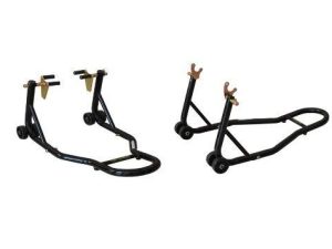 ALPHA MOTO أسود دراجة نارية حامل الجبهة شوكة الرفع والخلفي Swingarm بكرة عجلة رفع حامل كومبو ستاند دراجة رياضية مناسبة لسوزوكي ياماها هوندا كاواساكي YZF R1 R6 ZX 6R 7R 9R CBR 600RR 1000RR GSXR