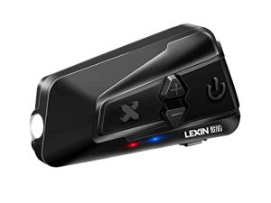 LEXIN 1 قطعة G16 سماعة رأس مزودة بتقنية البلوتوث للدراجات النارية مع مصباح أمامي / وضع SOS ، حتى 16 راكبًا 2000 متر نظام اتصال خوذة ، اتصال داخلي للدراجات النارية مع مشاركة الموسيقى / الاقتران العالمي للثلج / مركبة النقل المؤتمتة