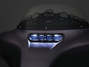 Kuryakyn 5056 مجموعة مصابيح LED الأمامية لفتحة التهوية الأمامية لدراجات هارلي ديفيدسون النارية 2014-18 ، أسود لامع