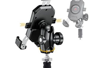 حامل هاتف iMESTOU Motorcycle Fork Stem ، مضاد للسرقة 1 بوصة مع ذراع مقبس مزدوج يناسب مكونات RAM B الحجم دوران 720 درجة للهواتف المحمولة 4.0 "-7.0"