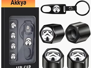 Akkya Tyre Valve Stem قبعات غطاء للسيارة ، دراجة ، دراجات نارية ، جرارات ، دراجات جبلية ، شاحنات ، ذات طابع رائع ، أسود معدن كروم ، غطاء ضغط الهواء ، إكسسوارات العجلات ، قطع غيار