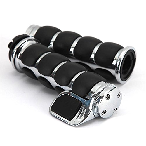 INNOGLOW دراجة نارية Hand Grips مقابض عالمية مانعة للانزلاق مقود مقود كروم أسود من الألومنيوم مطاط INNOGLOW دراجة نارية Hand Grips مقابض عالمية مانعة للانزلاق مقود مقود كروم أسود من الألومنيوم مطاط