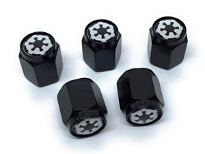 أغطية جذعية لصمام الإطارات من STARLEJEL Galactic Empire (5 عبوات) مقاومة للأتربة مع سدادة مطاطية O في الهواء الطلق مقاومة للتسرب في جميع الأحوال الجوية وأغطية جذعية عالمية (GALACTIC EMPIRE - B)
