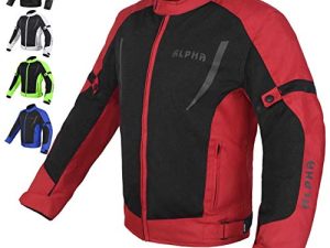 ALPHA CYCLE GEAR HI VIS MESH MOTORCYCLE JACKET FOR MEN RIDING BIKERS RACING DUAL SPORTS BIKE ARMORED PROTECTIVE (RED، SMALL)