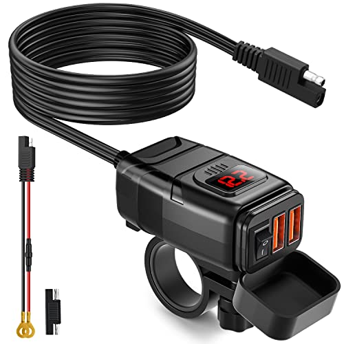 شاحن USB للدراجات النارية Extractme ، 6.8A Quick Charge 3.0 USB مزدوج شاحن الهاتف للدراجات النارية مع مقياس الفولتميتر ومفتاح تشغيل / إيقاف ، مقاوم للماء سريع الفصل SAE لمحول USB للهاتف ، الجهاز اللوحي ، GPS شاحن USB للدراجات النارية Extractme ، 6.8A Quick Charge 3.0 USB مزدوج شاحن الهاتف للدراجات النارية مع مقياس الفولتميتر ومفتاح تشغيل / إيقاف ، مقاوم للماء سريع الفصل SAE لمحول USB للهاتف ، الجهاز اللوحي ، GPS