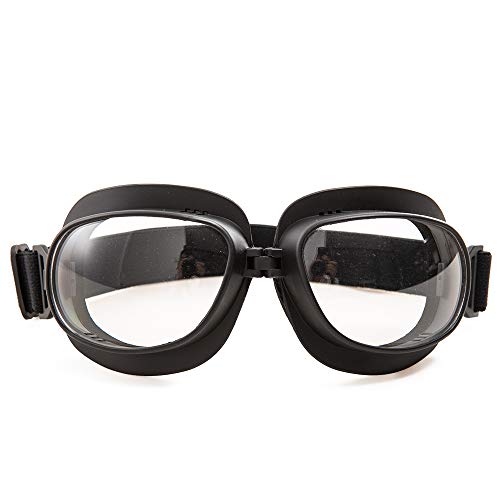Evomosa Motorcycle Goggles Vintage Pilot Goggles Retro Motocross Goggle نظارات رياضية خارجية لنصف خوذة (إطار أسود عدسة شفافة) Evomosa Motorcycle Goggles Vintage Pilot Goggles Retro Motocross Goggle نظارات رياضية خارجية لنصف خوذة (إطار أسود عدسة شفافة)