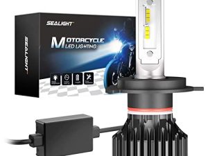 لمبة الدراجة النارية SEALIGHT H4 LED ، 6000K زينون أبيض ، 400٪ أكثر سطوعًا 9003 HB2 لمبة LED عالية / منخفضة ، مصممة للدراجة النارية ، التوصيل والتشغيل ، عبوة من 1