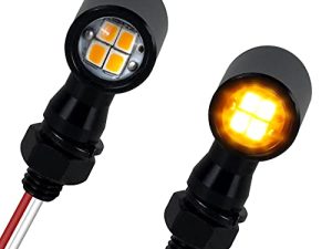 QUASCO Led مصباح إشارة الانعطاف عالمي صغير الحجم الوامض مؤشر دراجة نارية أمامي متوافق مع Harley Honda Kawasaki Suzuki Triumph Yamaha