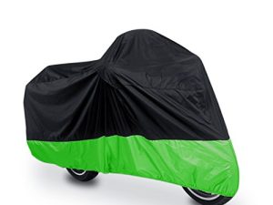 واقي من الغبار والمطر uxcell L 190T أسود + أخضر غطاء دراجة نارية سكوتر 86 بوصة لهارلي ديفيدسون