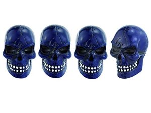 أغطية جذعية لصمام إطار العجلة الهوائية من Abfer Skull ملحقات زينة للسيارة تناسب معظم الدراجات النارية والشاحنات والمركبات ، أزرق