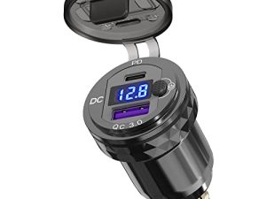 محول الطاقة للدراجات النارية: Qidoe Waterproof Hella Din Plug إلى USB مع مفتاح التشغيل 30W USB C PD3.0 Din USB 18W QC3.0 Quick Charge Aluminium Voltmeter Ducati Triumph BMW Motorcycle Accessories