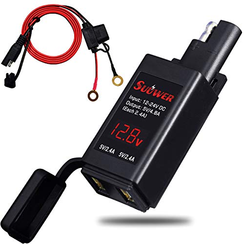 شاحن USB للدراجات النارية Suuwer ، شاحن هاتف للدراجات النارية ، محول SAE إلى USB ، مع مفتاح تشغيل / إيقاف ومقياس الفولتميتر (5V 4.8A) شاحن USB للدراجات النارية Suuwer ، شاحن هاتف للدراجات النارية ، محول SAE إلى USB ، مع مفتاح تشغيل / إيقاف ومقياس الفولتميتر (5V 4.8A)