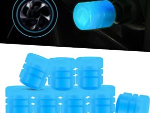 Miytsya 8 PCS Luminous Wheels Cap Tire Valve Stem ، يتوهج في الليل ، غطاء أغطية الهواء الفلوريسنت ، غطاء أغطية جذعية لصمام عجلة السيارة للسيارة ، SUV ، دراجة نارية ، شاحنة ، مركبة (أزرق)