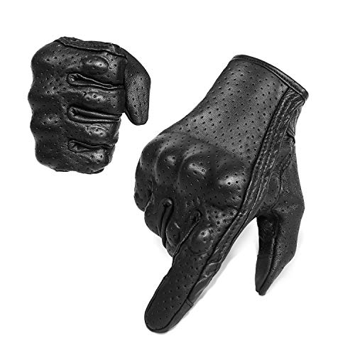 قفازات دراجة نارية كاملة الأصابع من جلد الماعز تعمل باللمس للرجال / النساء S ، M ، L ، XL ، XXL (مثقبة ، XXL) قفازات دراجة نارية كاملة الأصابع من جلد الماعز تعمل باللمس للرجال / النساء S ، M ، L ، XL ، XXL (مثقبة ، XXL)