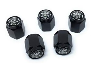 STARLEJEL Darth Maul Galactic Empire Valve Stem Caps (5 Pack) | مقاوم للأتربة ، مع مانع تسرب مطاطي خارجي ، في جميع الأحوال الجوية ، أغطية حماية عالمية مانعة للتسرب من الهواء لشاحنات سيارات الدفع الرباعي (أسود)
