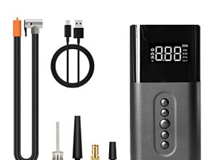 Usetify Tyre Inflator Portable Air Compressor Air Pump for Car Tires [Fast Inflate 150PSI] سهل الاستخدام [بقوة 6000mAh القوية] [مقياس ضغط الإطارات الدقيق] مصباح LED لكرة دراجة نارية للسيارة