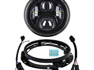 AlyoNed 7 بوصة LED للدراجات النارية طقم مصابيح DOT مع دعامة تثبيت متوافقة مع Harley Davidson Fatboy Street Glide Heritage Softail Road King Switchback Electra Glide Ultra Classic Black