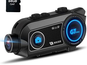سماعة رأس بلوتوث للدراجات النارية من TNICER مزودة بكاميرا ، G7 PRO 2K خوذة لكاميرا الدراجة النارية ، سماعة رأس بخاصية البلوتوث 2000 مللي أمبير في الساعة ، 8 اتجاهات ، 800 متر ، خوذة دراجة نارية ، اتصال داخلي مع بطاقة 64G