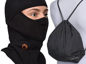 GearTOP Balaclava Best قناع رياضي للوجه بالكامل ، قناع تزلج ممتاز ، مدفئ للرقبة للدراجات النارية وركوب الدراجات (بالاكلافا أسود + حقيبة خيطية ، 7-7 1/2)