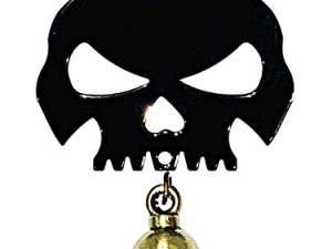 Kustom Cycle Parts Universal Gloss Black Skull Bell Hanger مع جرس نحاسي - بولت وحلقة متضمنة. يناسب جميع دراجات هارلي ديفيدسون النارية والمزيد! صنع بفخر في الولايات المتحدة الأمريكية! (نحاس)