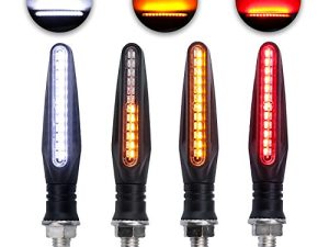 مؤشرات LivTee Super Bright 4 قطع للدراجات النارية وأضواء فرامل إشارة الانعطاف المتدفقة وأضواء تشغيل نهارية 12 فولت لدراجة نارية سكوتر رباعية الطراد على الطرق الوعرة ، أبيض / أحمر / كهرماني