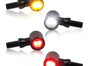 مجموعة إشارات الانعطاف الأمامية والخلفية للدراجة النارية من QUASCO ، مجموعة إشارات الانعطاف LED العالمية ، وميض صغير متوافق مع Harley Honda Kawasaki Suzuki Triumph Yamaha ، بيضاوي ، عبوة من 4