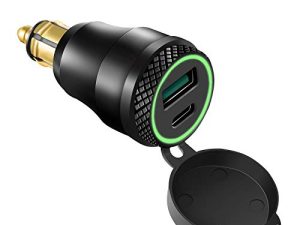 Cllena DIN Hella Plug to Quick Charge 3.0 USB Charger & Type C Power Delivery Adapter لدراجة نارية BMW (أخضر)