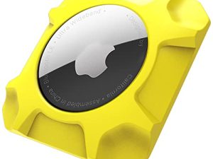 جراب حامل Airtag قوي مثبت على حامل لملحقات Airtag الواقية القابلة للالتصاق مع جهاز تتبع موقع الحماية المخفي من Apple AirTag (عبوة واحدة صفراء)