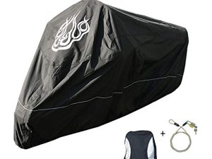 أغطية فورموزا | غطاء دراجة نارية Harley Davidson ممتاز ، كابل وقفل ، شعار اللهب