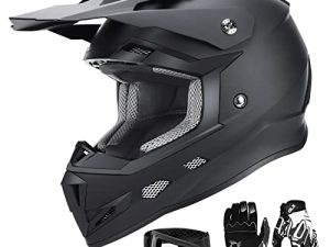 GLX GX623 DOT Kids Youth ATV على الطرق الوعرة دراجة نارية موتوكروس للدراجات النارية خوذة كاملة الوجه قفازات كومبو للأولاد والبنات (التمويه ، صغير)
