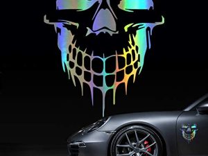 ملصقات وشارات HungMieh Skull لنوافذ السيارة والأبواب والشاحنات ، وشارات وإشارات جمجمة ثلاثية الأبعاد لتزيين السيارة ، ملصقات ممتصة للصدمات على شكل جمجمة ليزر لتزيين السيارة