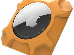 جراب حامل Airtag قوي مثبت على حامل لملحقات Airtag الواقية القابلة للالتصاق مع جهاز تتبع موقع الحماية المخفي من Apple AirTag (عبوة واحدة برتقالية)
