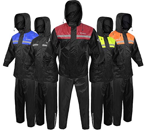 ALPHA CYCLE GEAR بدلة المطر للرجال والنساء جاكيتات بانت جير عاكس للمطر مقاوم للماء (أحمر ، صغير) ALPHA CYCLE GEAR بدلة المطر للرجال والنساء جاكيتات بانت جير عاكس للمطر مقاوم للماء (أحمر ، صغير)