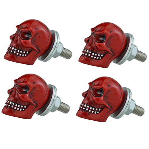 مثبتات لوحة ترخيص Abfer Skull مسامير إطار لوحة ترخيص السيارة 4 قطع مجموعة براغي مضادة للسرقة مناسبة لمعظم المركبات والدراجات النارية والشاحنات (أحمر) مثبتات لوحة ترخيص Abfer Skull مسامير إطار لوحة ترخيص السيارة 4 قطع مجموعة براغي مضادة للسرقة مناسبة لمعظم المركبات والدراجات النارية والشاحنات (أحمر)