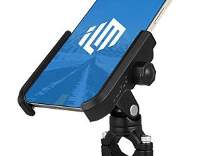 ILM دراجة نارية الهاتف جبل قسط الألومنيوم العالمي حامل مقود الدراجة يناسب iPhone 7 | 7 بلس ، 8 | 8 بلس ، آيفون 12 | 13Pro Max ، جالاكسي ، يحمل الهواتف حتى 3.7 بوصة موديل A10 العريض (أسود)