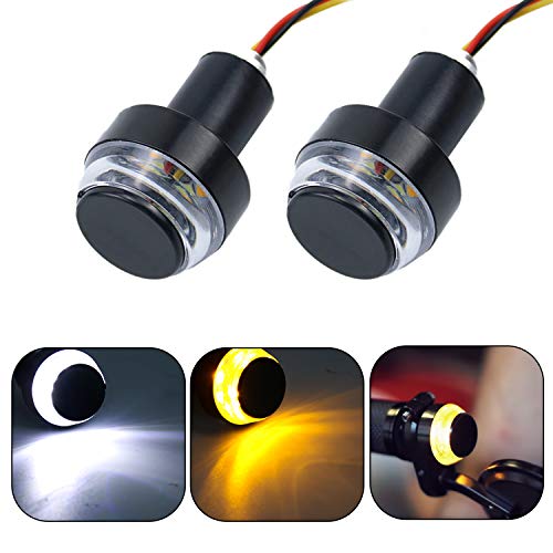 مصابيح LED لنهاية المقود للدراجات النارية من LivTee ، لون مزدوج لمصابيح إشارة الانعطاف وأضواء التحديد الجانبية أو مصابيح الجري ، كهرماني / أبيض مصابيح LED لنهاية المقود للدراجات النارية من LivTee ، لون مزدوج لمصابيح إشارة الانعطاف وأضواء التحديد الجانبية أو مصابيح الجري ، كهرماني / أبيض