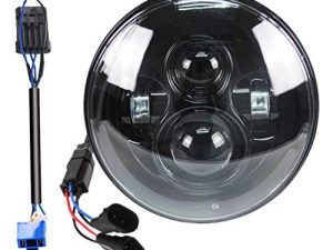 مصباح أمامي LED أبيض فائق 7 بوصة من أجل HD Street Glide - يناسب 2014-2022 + Street Glide Special ، مصباح أمامي Hi-Lo Beam مع محول شعاع مزدوج ، مبيت أسود