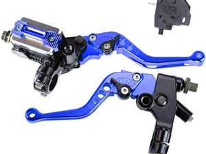 MRELC Universal Motorcycle 7/8 "22mm المقود الرئيسي الفرامل القابض اسطوانة ذراع CNC اليسار واليمين مجموعة متوافقة مع Harley Honda Kawasaki Suzuki Yamaha Piston Diameter 12.7mm (Blue)