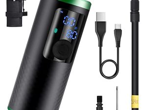 ضاغط هواء محمول منفاخ الإطارات - مضخة دراجة Zacro 150PSI كهربائية مع شاشة رقمية كبيرة وأضواء LED ، مناسبة للدراجة والسيارات والدراجات النارية