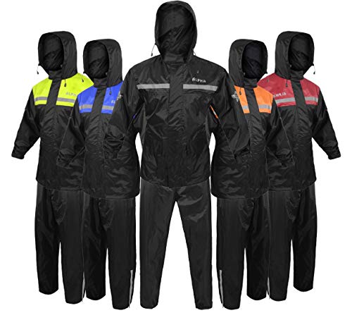 ALPHA CYCLE GEAR بدلة المطر للرجال والنساء جاكيتات بانت جير عاكس للمطر مقاوم للماء (أسود ، صغير) ALPHA CYCLE GEAR بدلة المطر للرجال والنساء جاكيتات بانت جير عاكس للمطر مقاوم للماء (أسود ، صغير)
