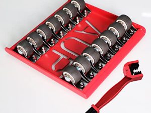 حامل تنظيف عجلة الدراجة النارية Asko Aoyupe ، حامل دراجة نارية بتصميم مضاد للانزلاق مع مجموعة فرشاة ، حامل عجلة دراجة نارية محمول لتنظيف الإطارات وتشحيم السلسلة (دراجات أقل من 600 رطل)