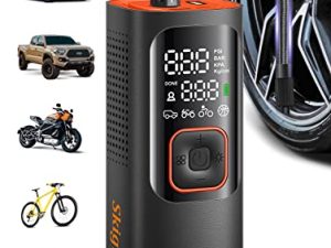 ضاغط هواء محمول منفاخ الإطارات Skight - قوي 160PSI و 2X منفاخ إطارات أسرع ، شاشة LCD ذات ضغط دقيق ، عملية سهلة بدون أسلاك - مضخة هواء محمولة للسيارة والدراجات النارية والدراجة الإلكترونية والكرة
