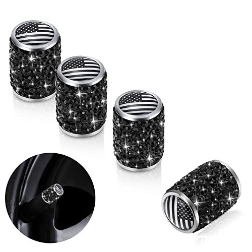 أغطية صمام جذعي للإطارات Bling ، أغطية إطارات كريستالية من حجر الراين اللامع أغطية صمام إطار السيارة العالمية ضد الغبار لشاحنة دراجة نارية SUV للسيارة (علم أسود) أغطية صمام جذعي للإطارات Bling ، أغطية إطارات كريستالية من حجر الراين اللامع أغطية صمام إطار السيارة العالمية ضد الغبار لشاحنة دراجة نارية SUV للسيارة (علم أسود)