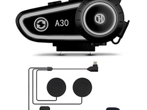 Geva Motorcycle Helmet Bluetooth Headset ، بلوتوث 5.2 ، سماعة رأس رياضية مقاومة للماء للتحكم في الموسيقى بدون استخدام اليدين ، 170 ساعة من وقت اللعب ، نظام جودة صوت عالي للدراجات / التزلج / الركوب ، أسود (A30)