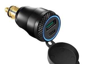 Cllena DIN Hella Plug to Quick Charge 3.0 USB Charger & Type C Power Delivery Adapter لدراجات BMW النارية (أزرق)