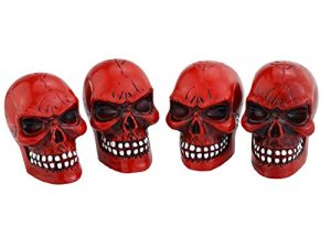 Abfer Skull Tire Wheel Air Cap Valve Stem Covers Car Accessories Decorative Accessories Fit معظم المركبات والشاحنات والدراجات النارية والدراجات النارية ، أحمر