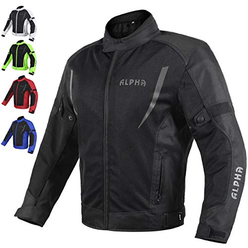 ALPHA CYCLE GEAR HI VIS MESH MOTORCYCLE JACKET FOR MENS RIDING BIKERS RACING DUAL SPORTS BIKE ARMORED PROTECTIVE ... (أسود ، كبير) ALPHA CYCLE GEAR HI VIS MESH MOTORCYCLE JACKET FOR MENS RIDING BIKERS RACING DUAL SPORTS BIKE ARMORED PROTECTIVE ... (أسود ، كبير)